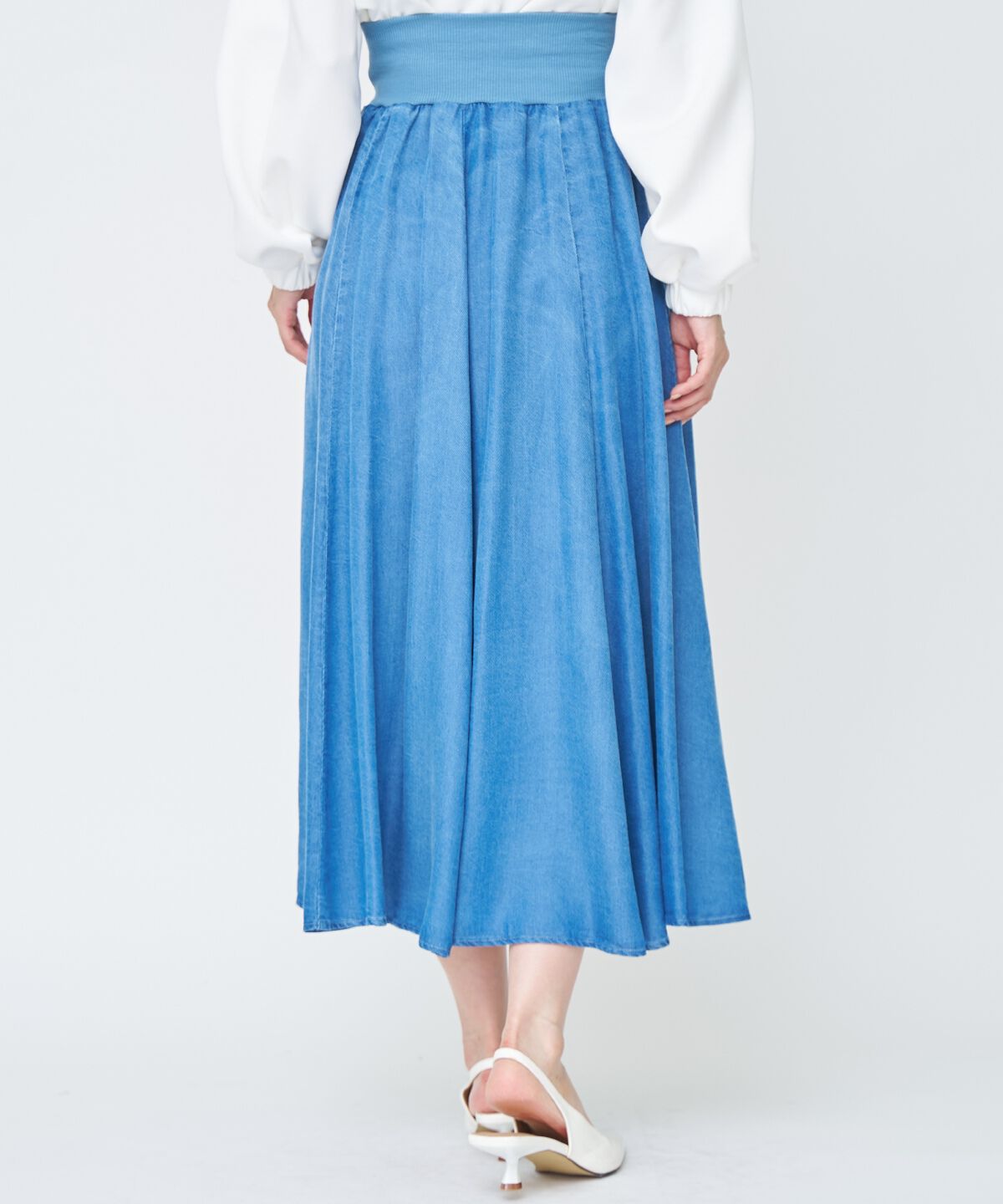 アンドクチュール「デニムライクロングスカート」|フレア|