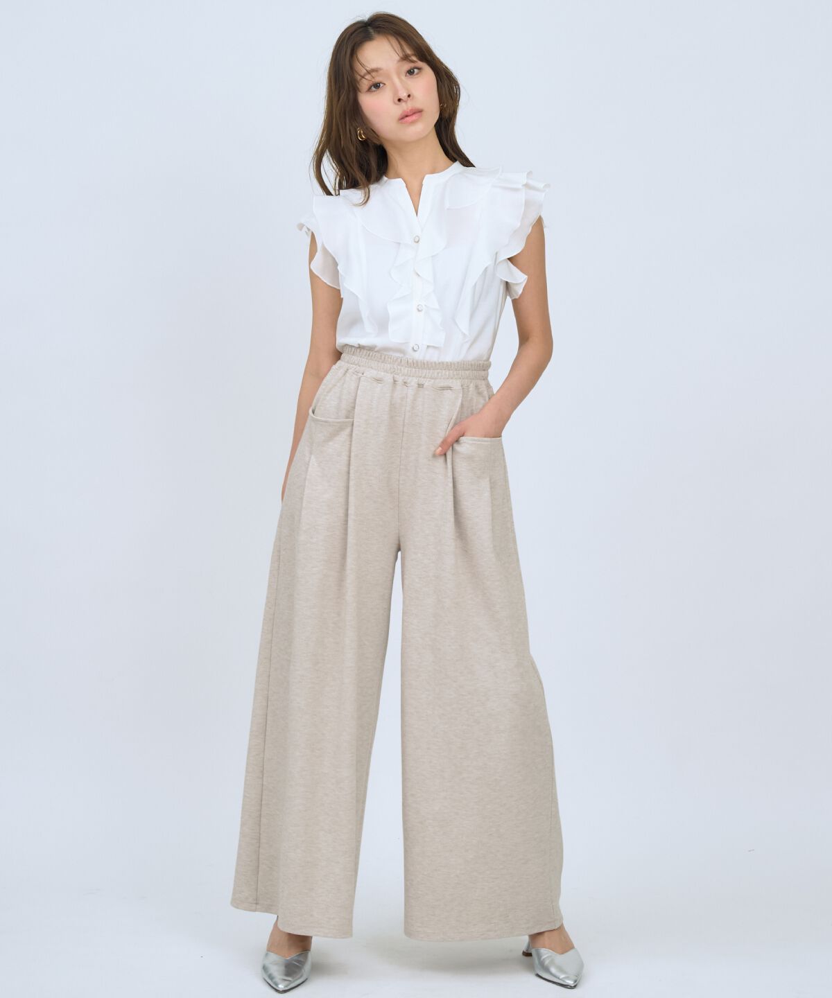 アンドクチュール「カットツイルポケットタックパンツ」|その他|ベージュ