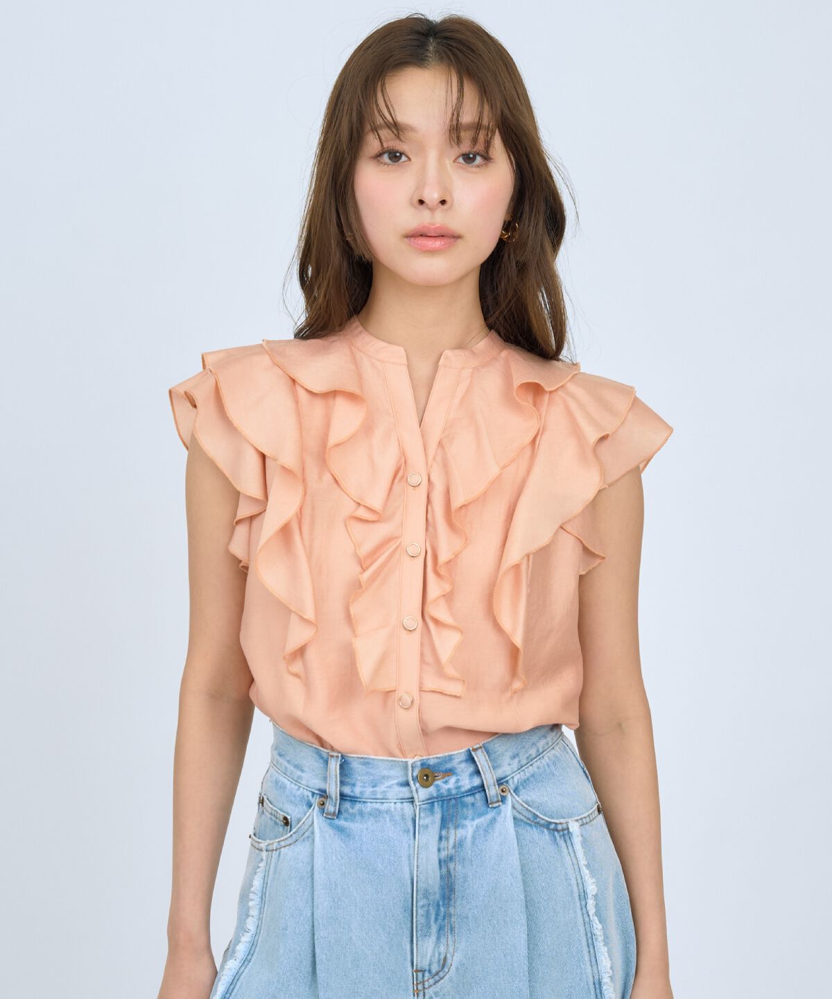 アンドクチュール「フレンチスリーブラッフルブラウス」|シャツ・ブラウス|