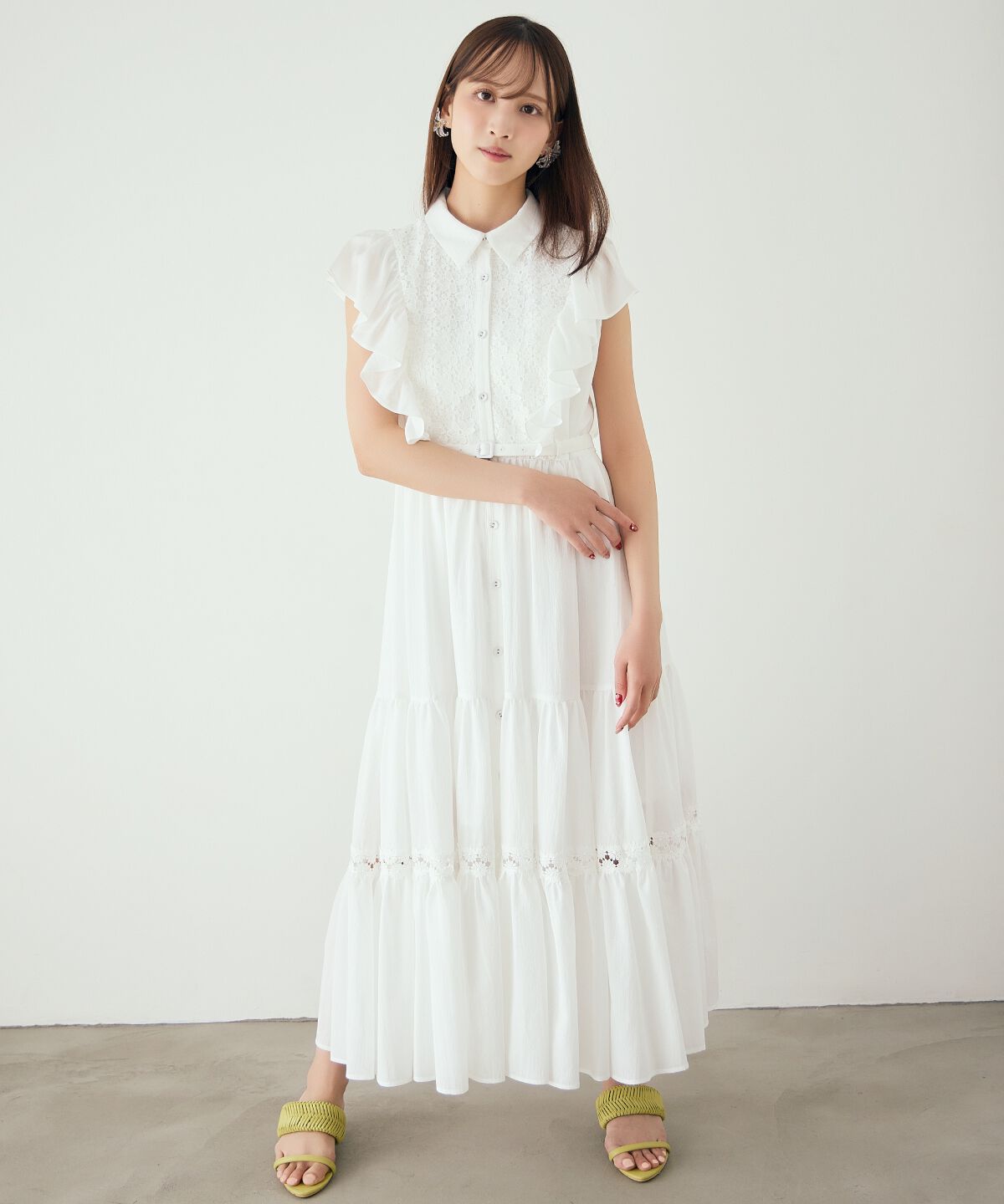 アンドクチュール「レースフリルシャツワンピース」|ワンピース|