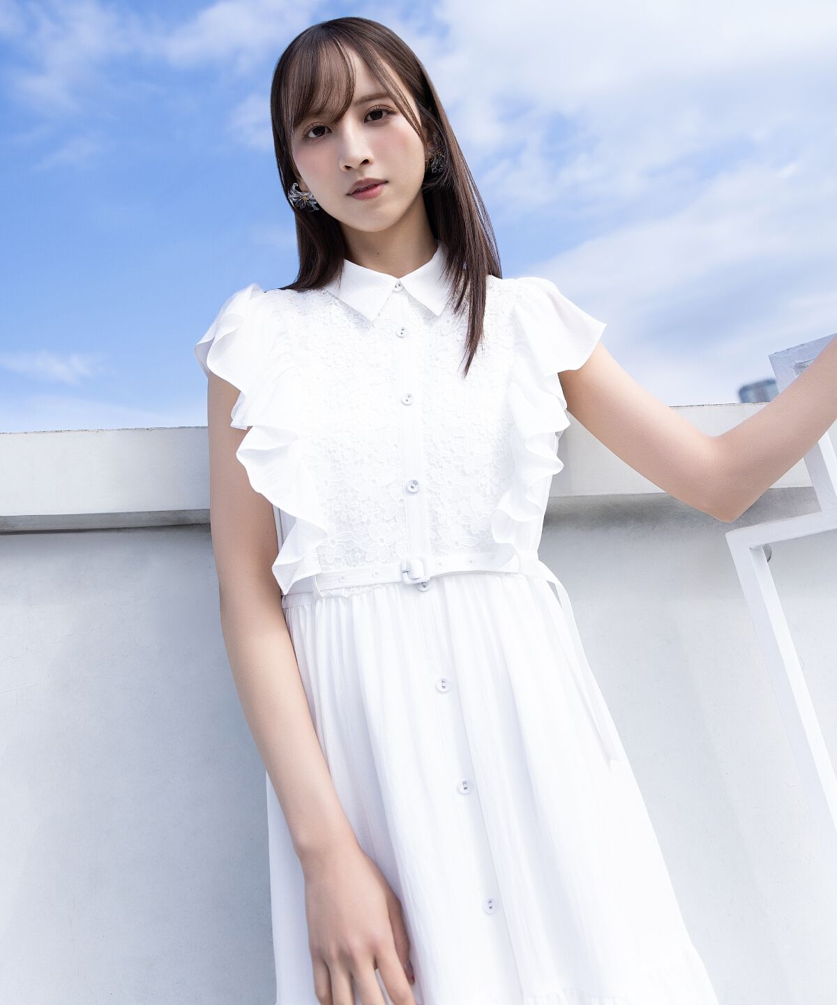 アンドクチュール「レースフリルシャツワンピース」|ワンピース|