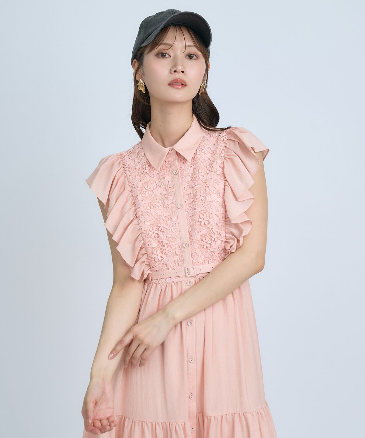 アンドクチュール「レースフリルシャツワンピース」|ワンピース|