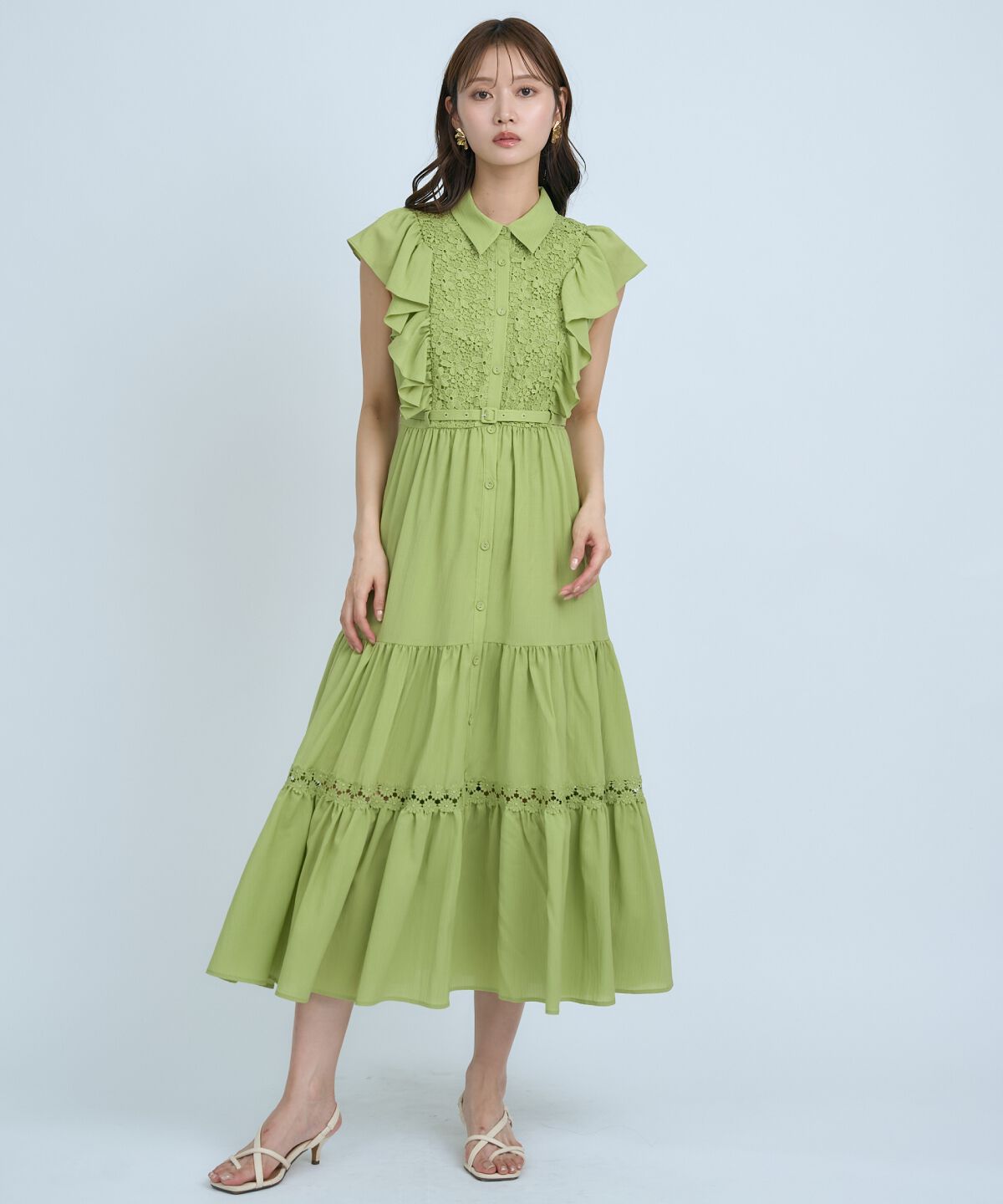 アンドクチュール「レースフリルシャツワンピース」|ワンピース|