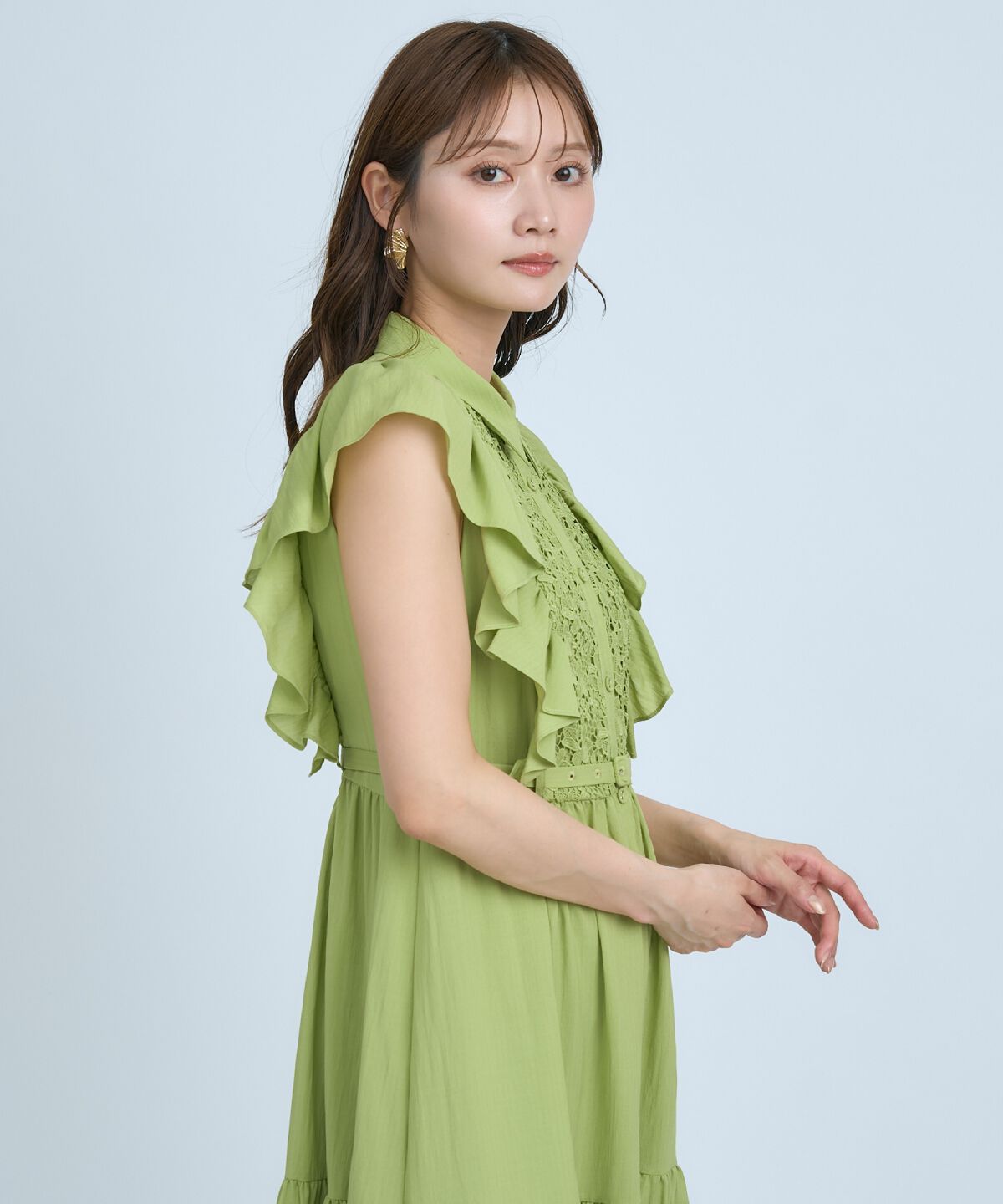 アンドクチュール「レースフリルシャツワンピース」|ワンピース|