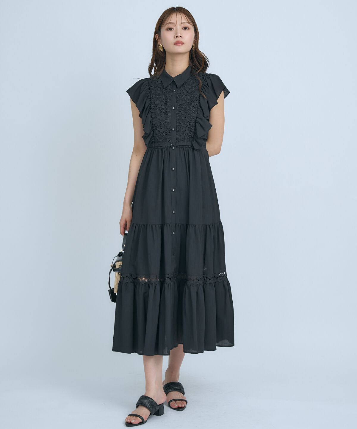 アンドクチュール「レースフリルシャツワンピース」|ワンピース|