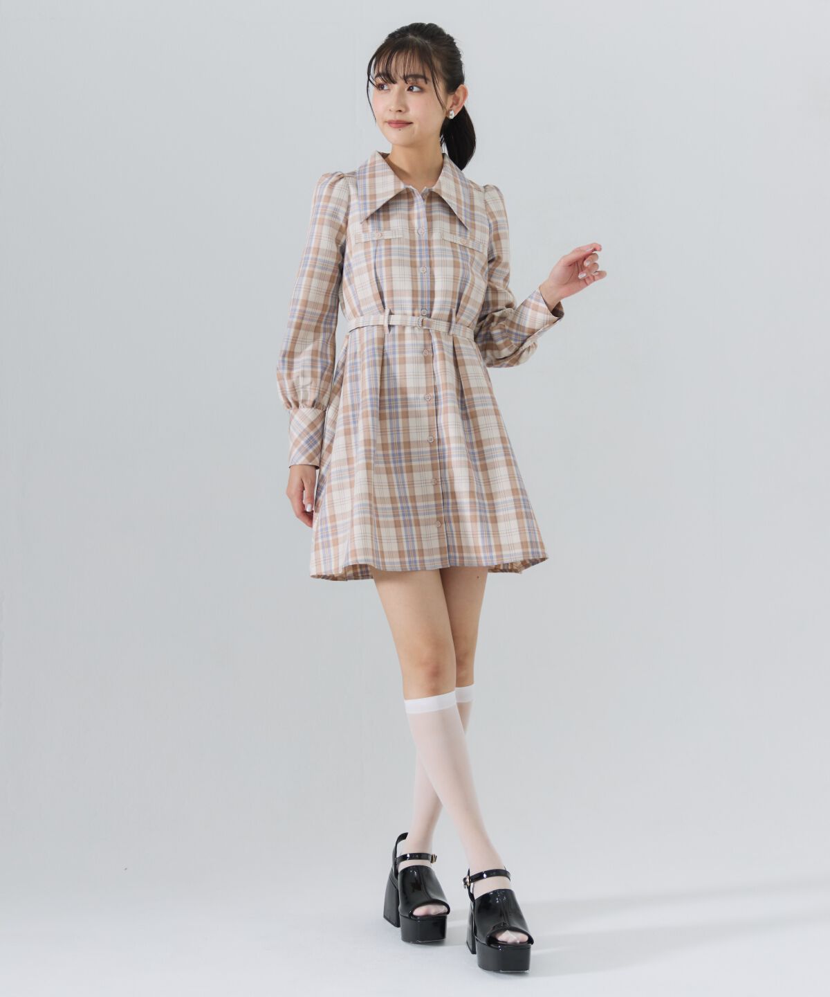 REDYAZEL「チェックミニシャツワンピース」|ワンピース|