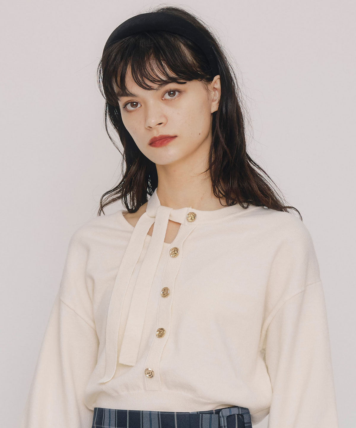 REDYAZEL「アシメカットデザインニットプルオーバー」|ニット・セーター|オフ