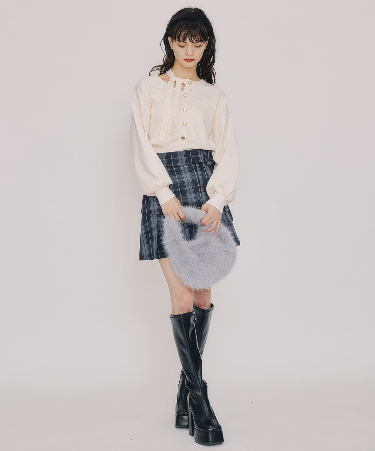 REDYAZEL「アシメカットデザインニットプルオーバー」|ニット・セーター|