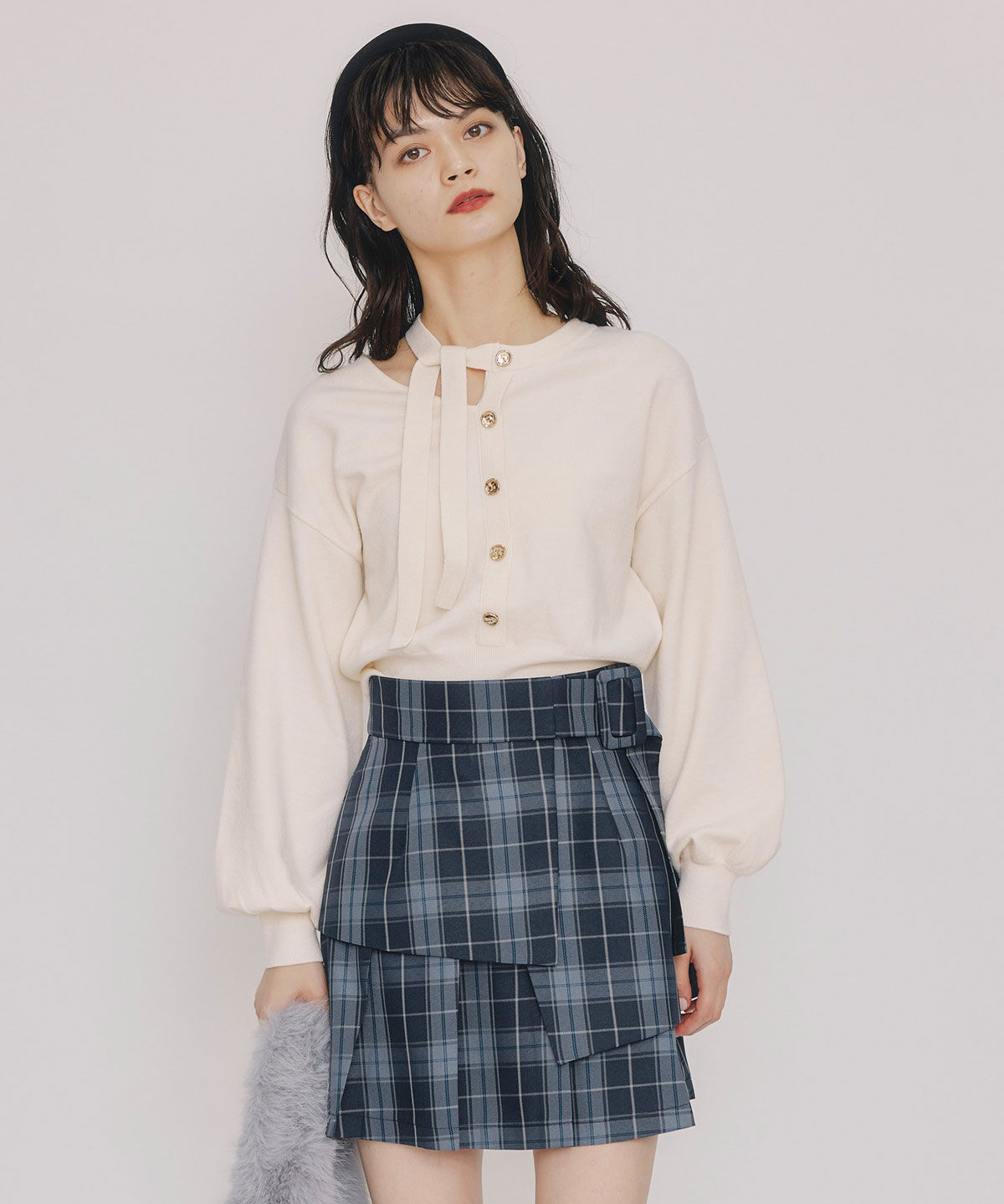 REDYAZEL「アシメカットデザインニットプルオーバー」|ニット・セーター|