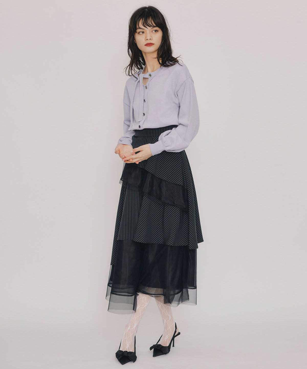 REDYAZEL「アシメカットデザインニットプルオーバー」|ニット・セーター|