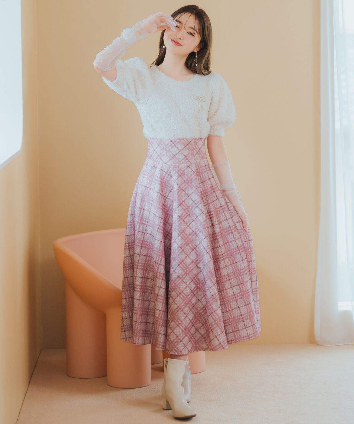 WILLSELECTION「バイヤスチェックサーキュラースカート」|フレア|