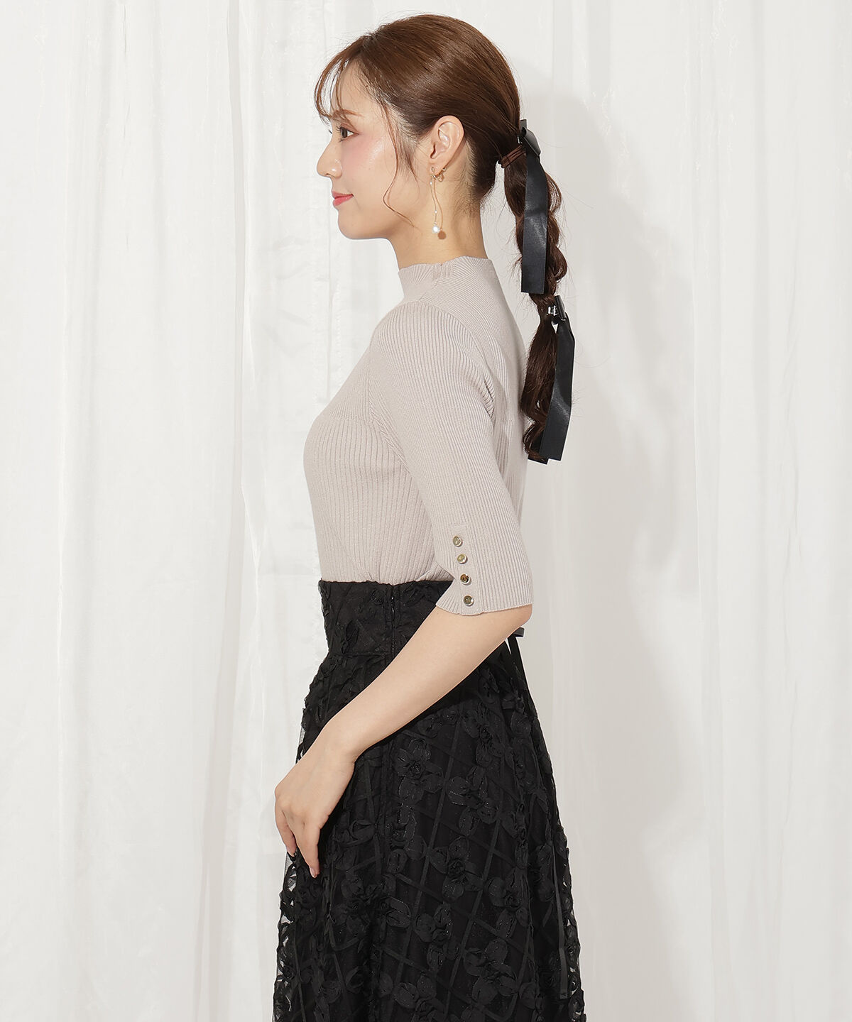 WILLSELECTION「袖口ボタンボトルネックリブニット」|ニット・セーター|