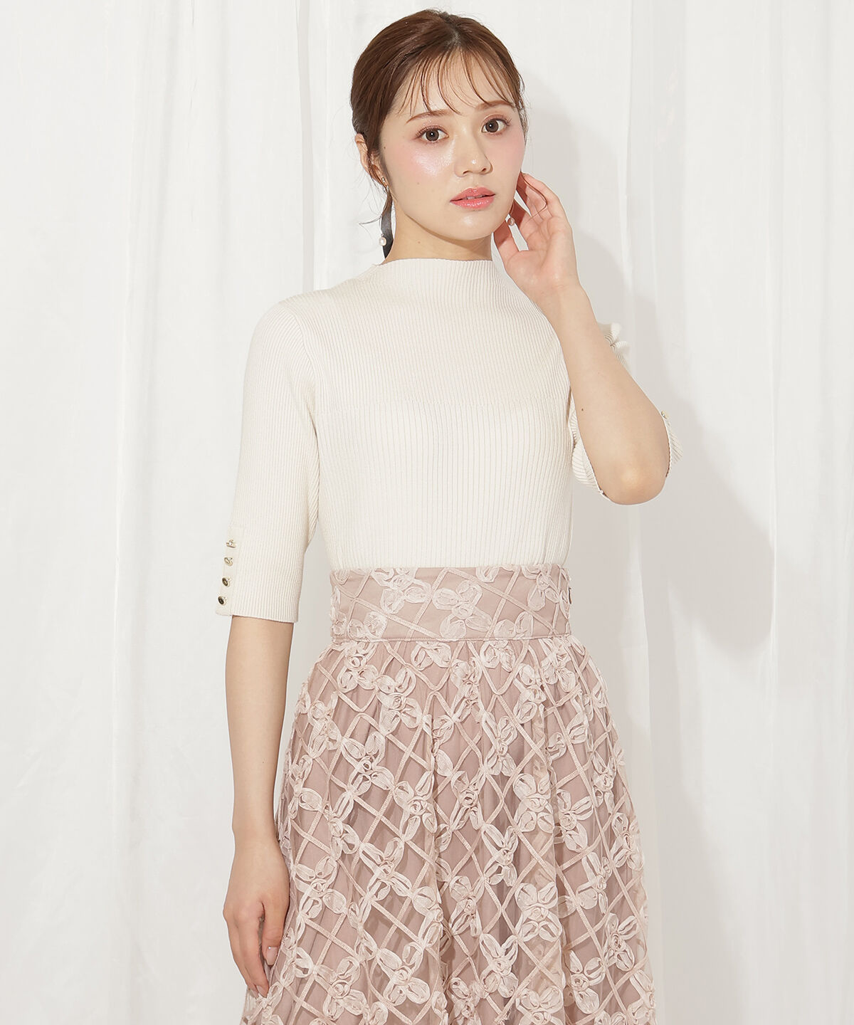 WILLSELECTION「袖口ボタンボトルネックリブニット」|ニット・セーター|