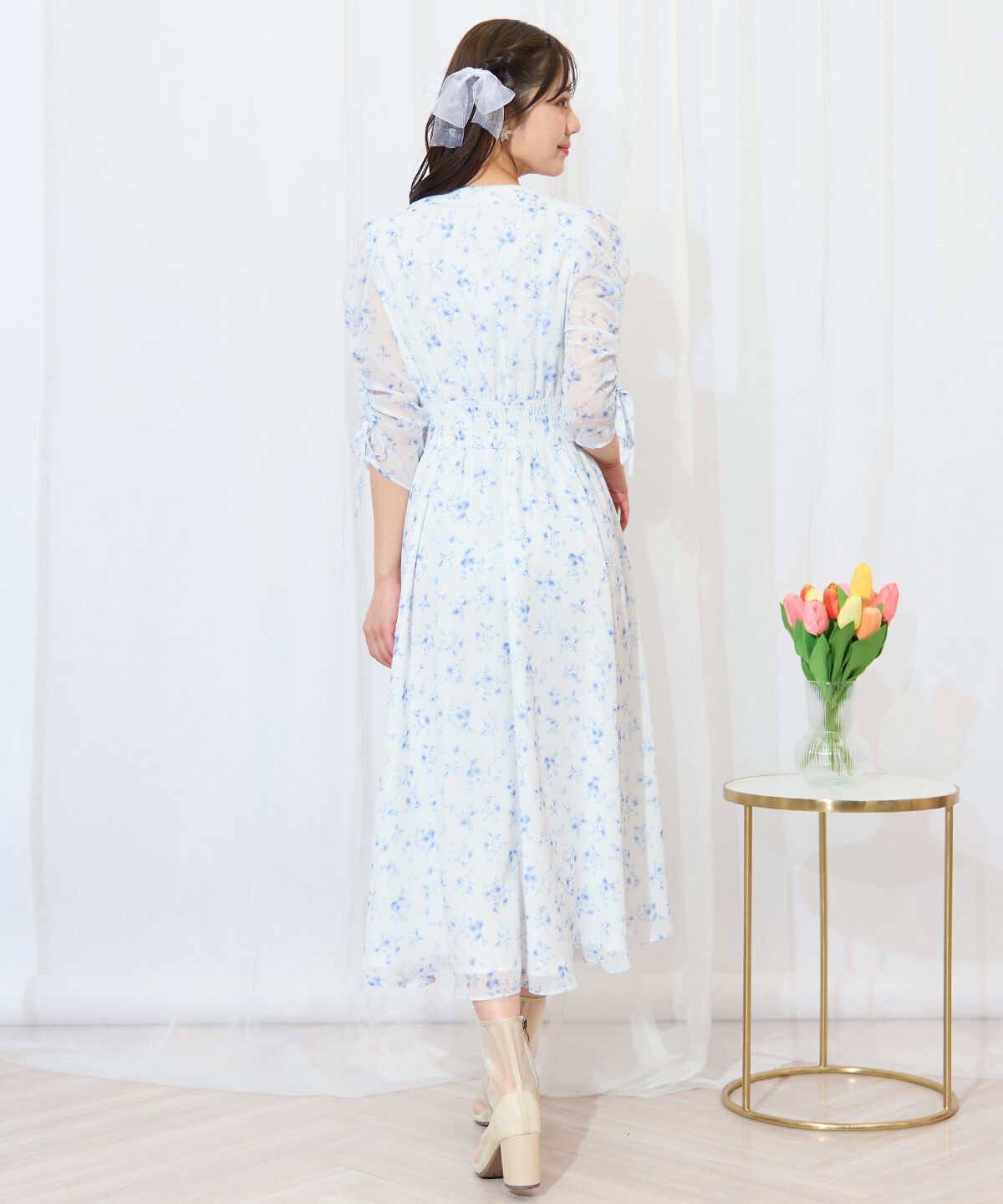 WILLSELECTION「ピンタックウエストシャーリングフラワーワンピース」|ワンピース|