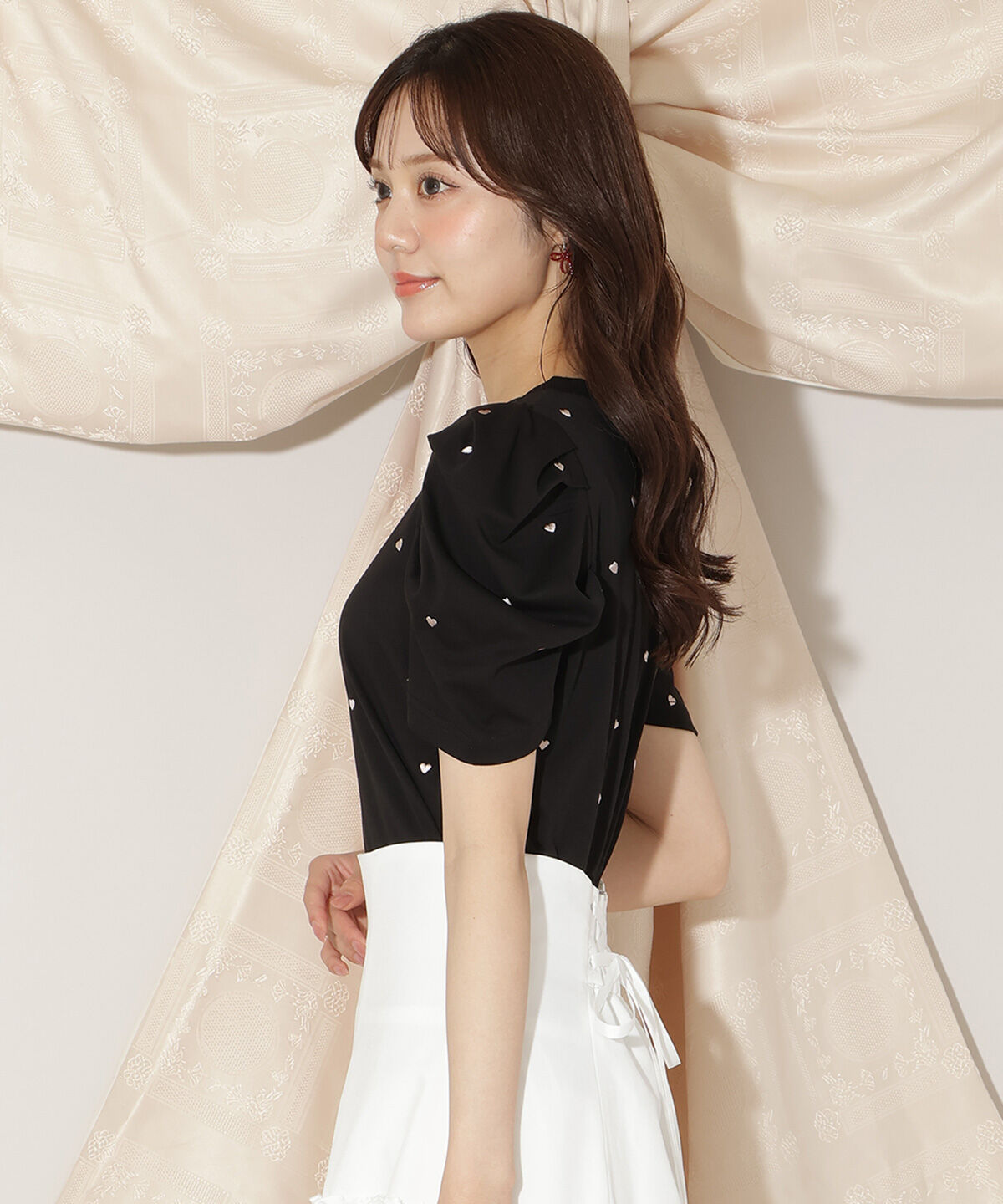 WILLSELECTION「ハート刺繍タックスリーブTシャツ」|Tシャツ・カットソー|