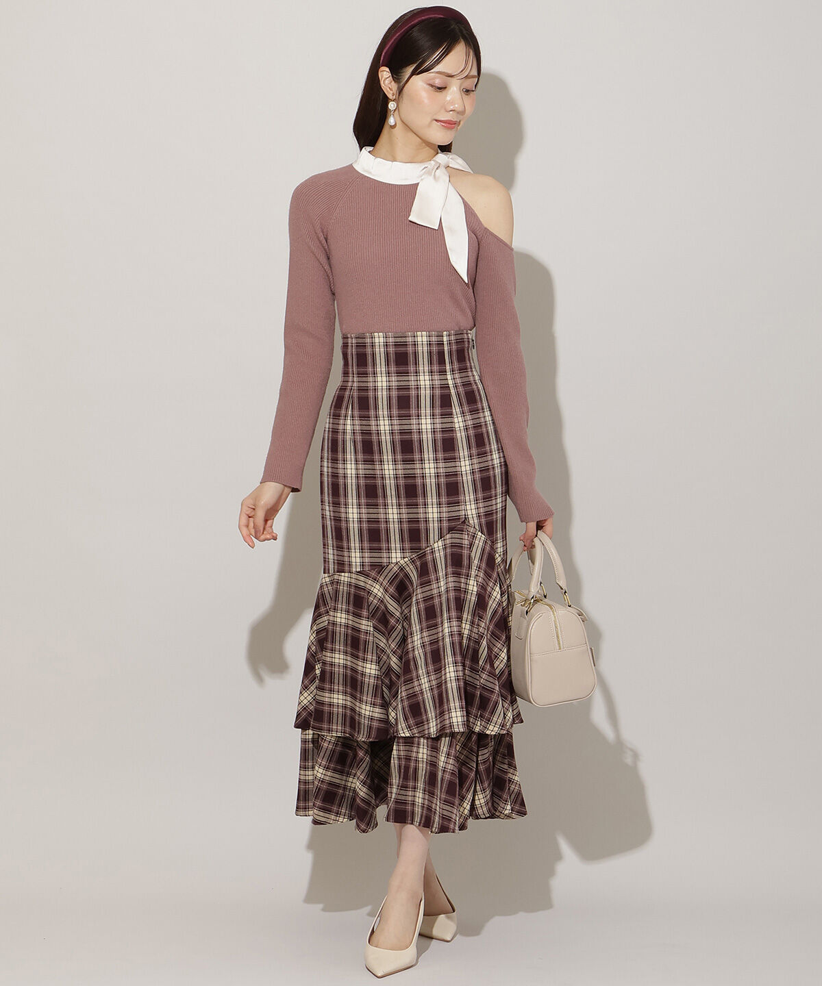 WILLSELECTION「ワンショルリボンタイリブニット」|ニット・セーター|