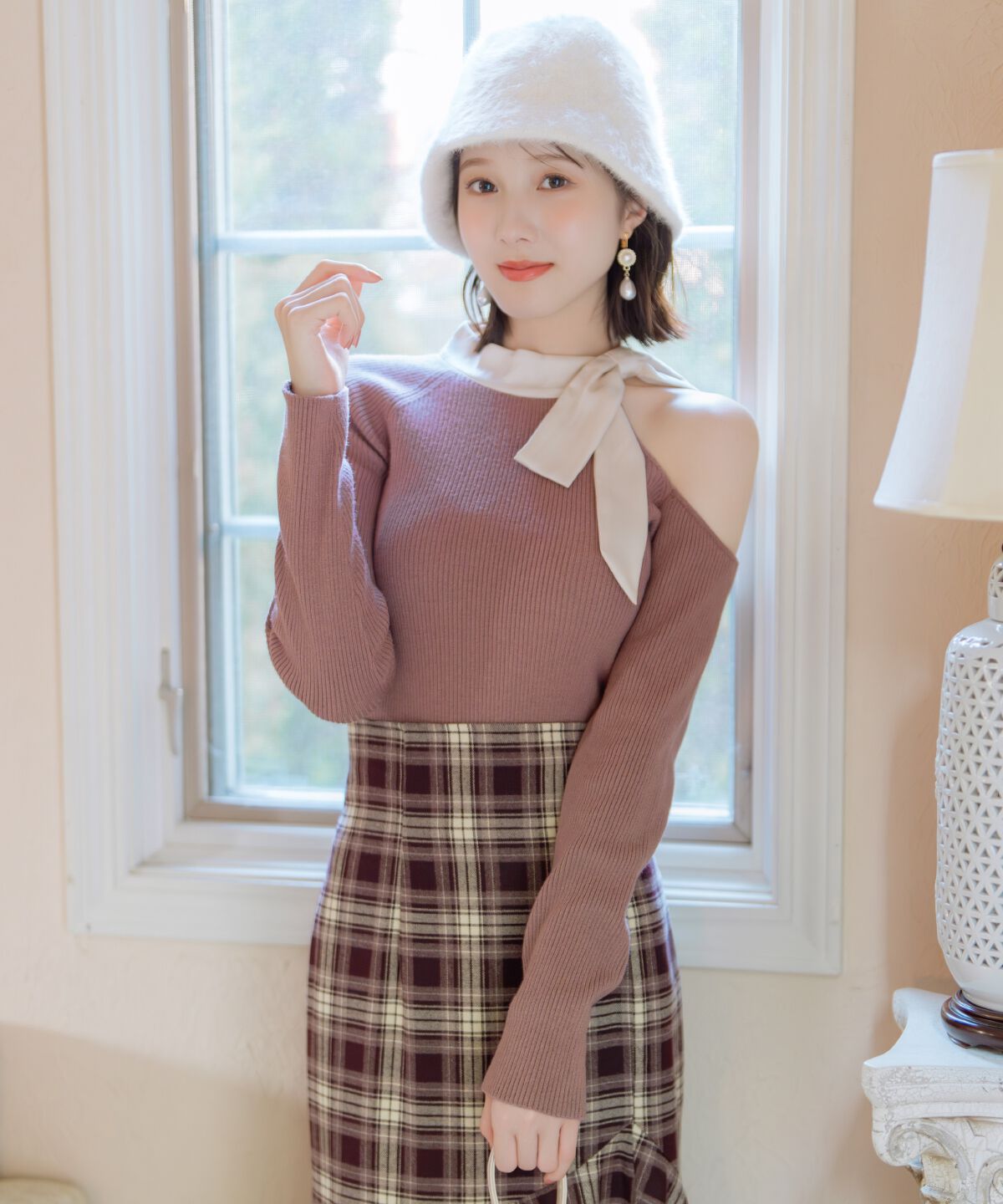 WILLSELECTION「ワンショルリボンタイリブニット」|ニット・セーター|