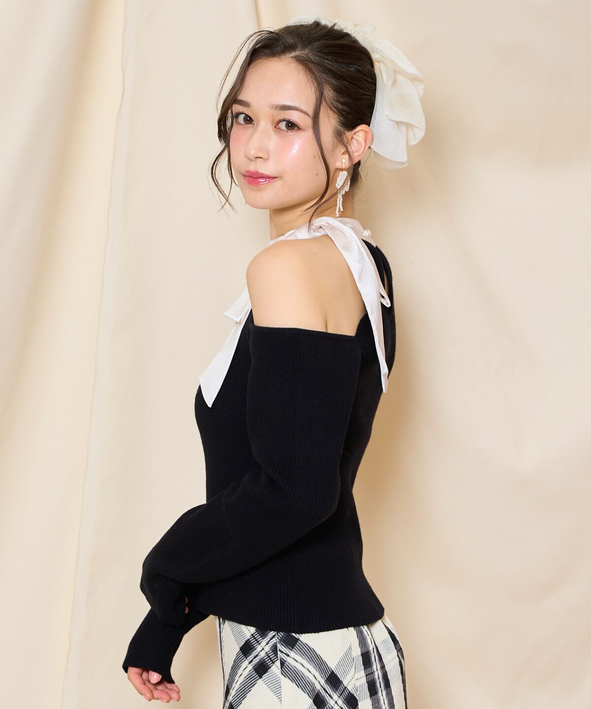 WILLSELECTION「ワンショルリボンタイリブニット」|ニット・セーター|