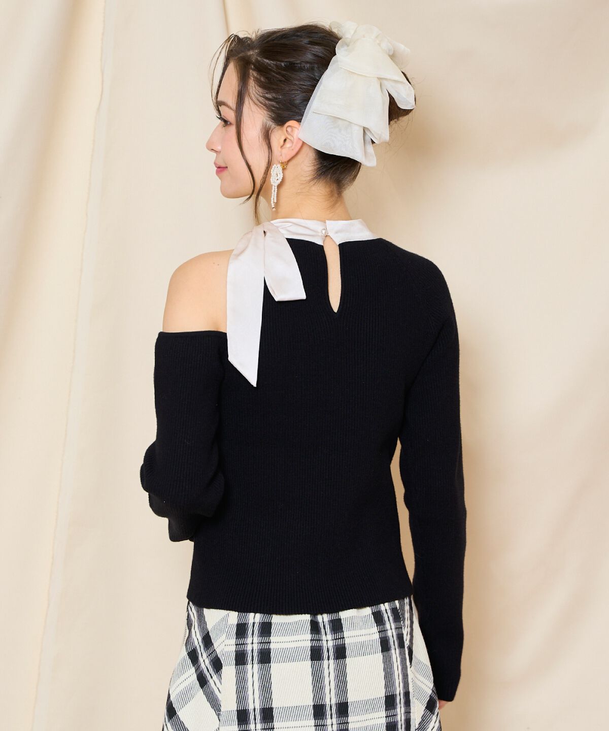 WILLSELECTION「ワンショルリボンタイリブニット」|ニット・セーター|