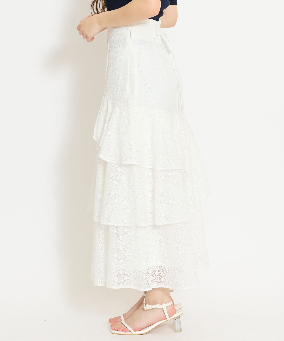 WILLSELECTION「アシメティアードレーススカート」|フレア|