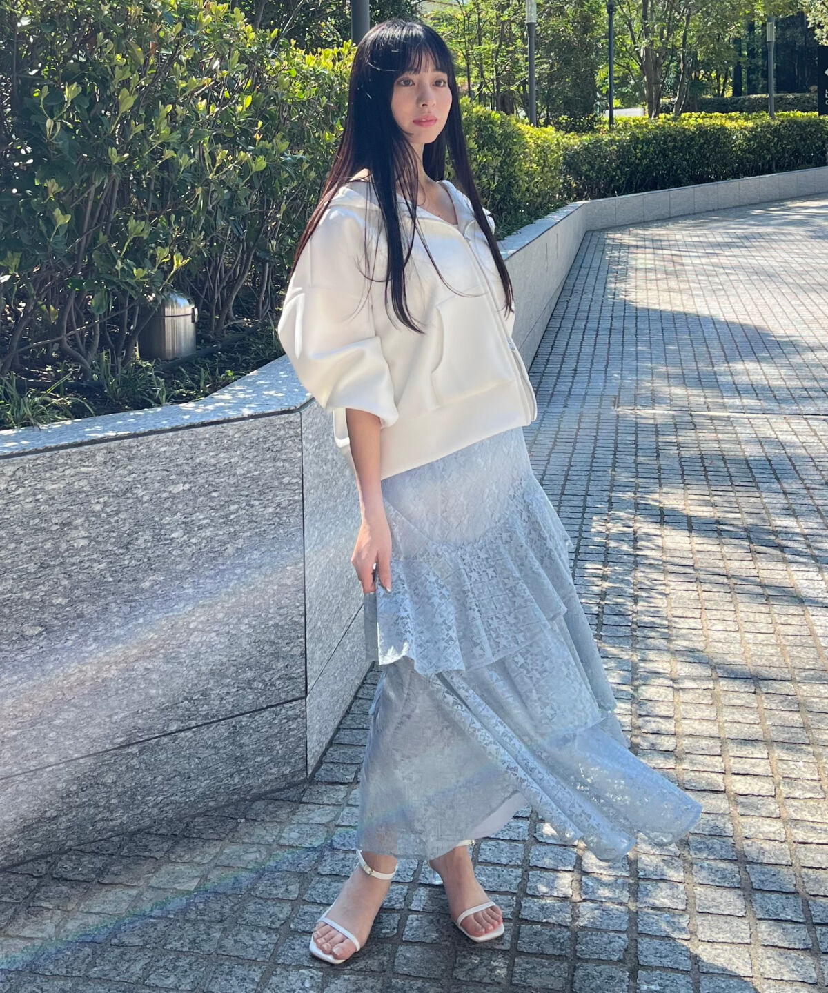 WILLSELECTION「アシメティアードレーススカート」|フレア|