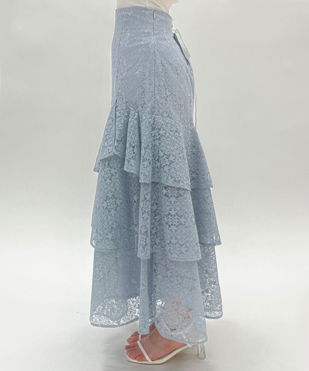 WILLSELECTION「アシメティアードレーススカート」|フレア|