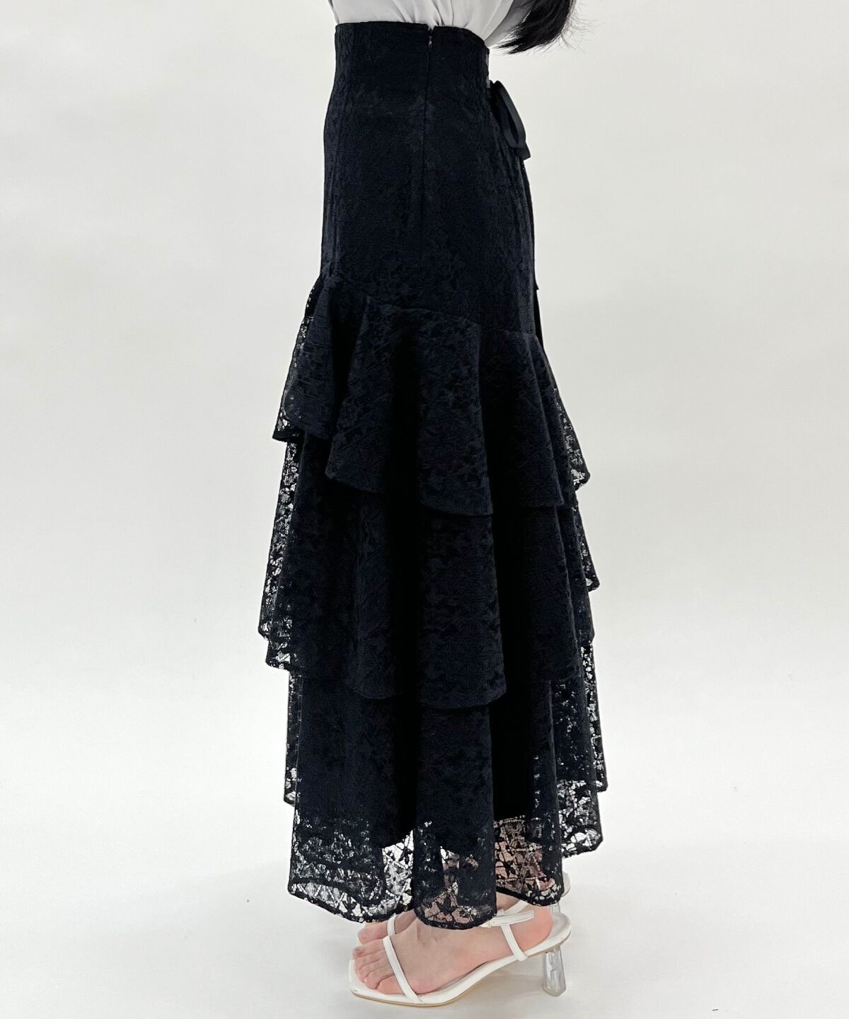 WILLSELECTION「アシメティアードレーススカート」|フレア|