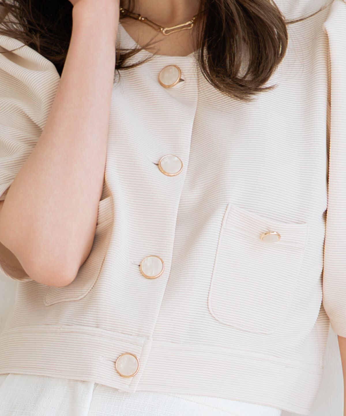 WILLSELECTION「ノーカラーポンチジャケット」|ノーカラージャケット|