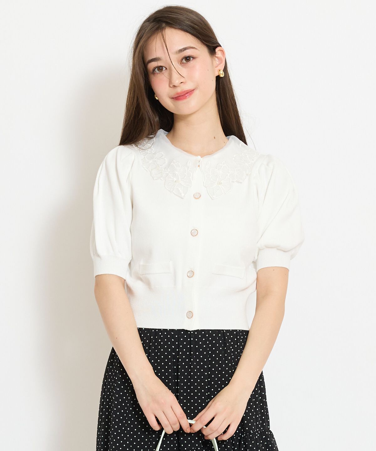 WILLSELECTION「シアーレースカラーカーディガン」|カーディガン|