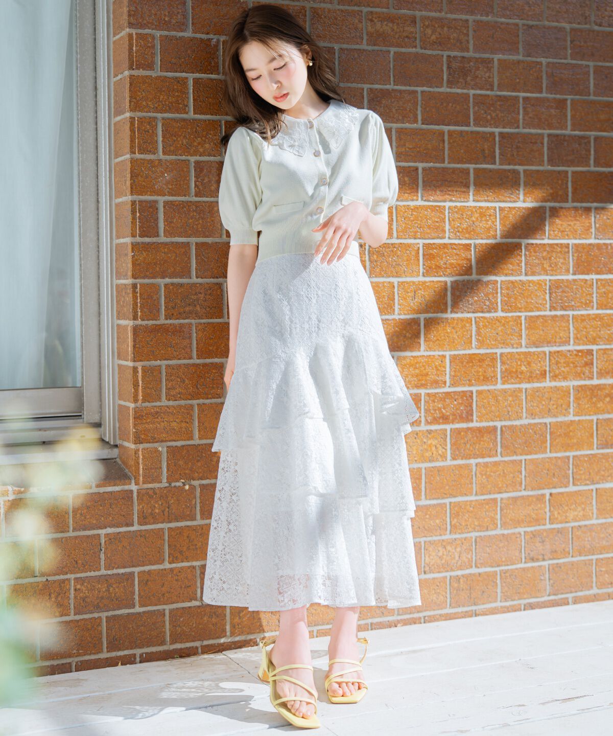 WILLSELECTION「シアーレースカラーカーディガン」|カーディガン|