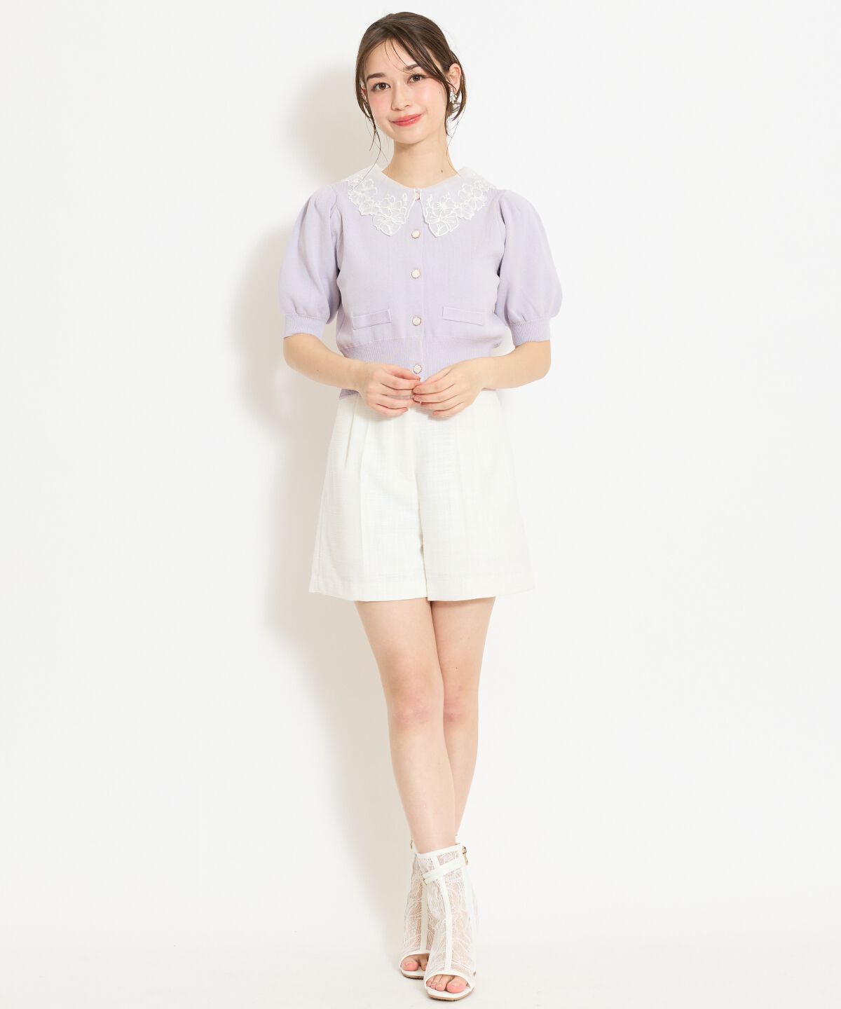 WILLSELECTION「シアーレースカラーカーディガン」|カーディガン|