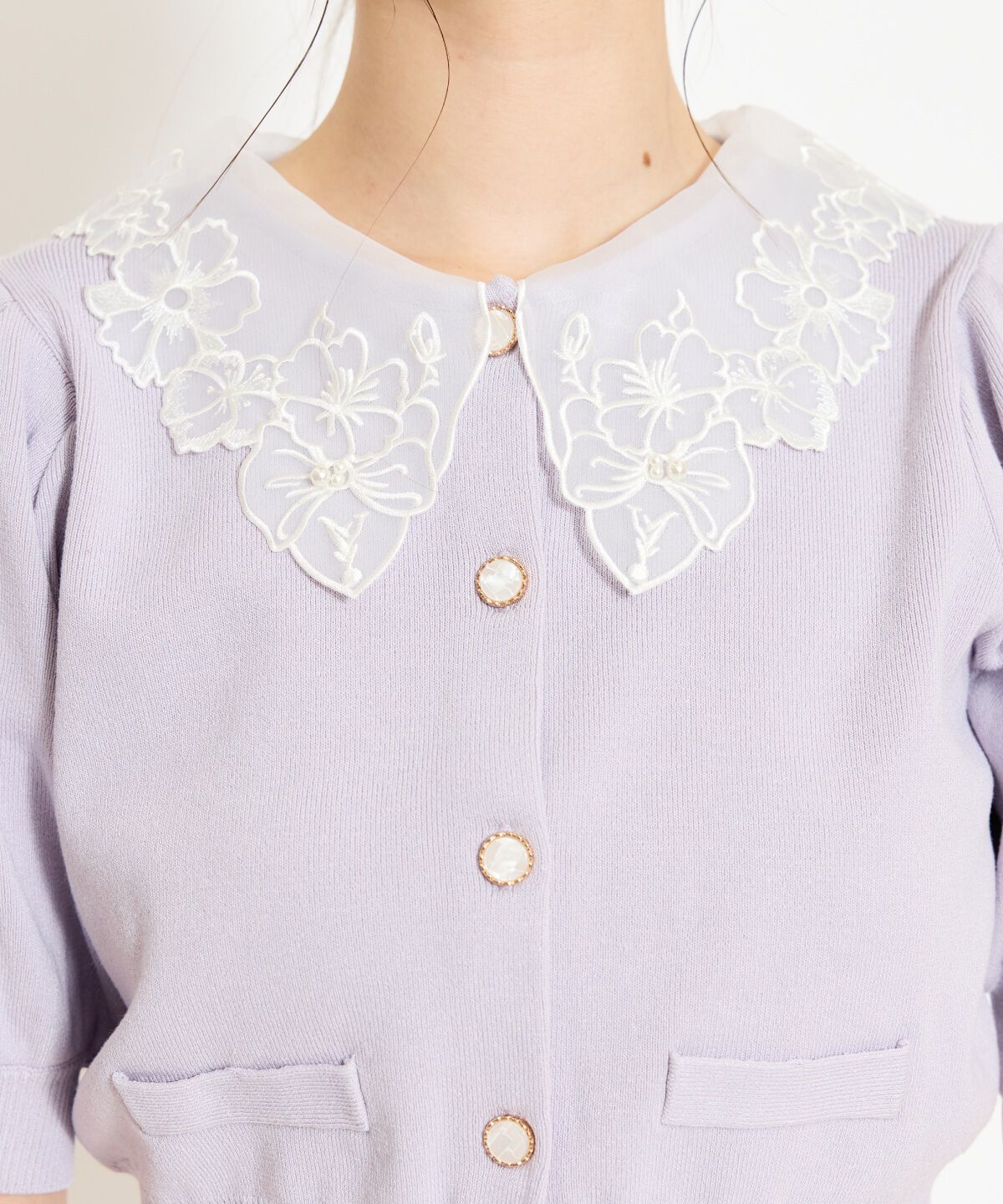 WILLSELECTION「シアーレースカラーカーディガン」|カーディガン|