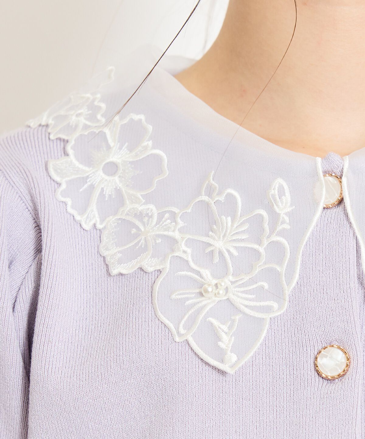 WILLSELECTION「シアーレースカラーカーディガン」|カーディガン|