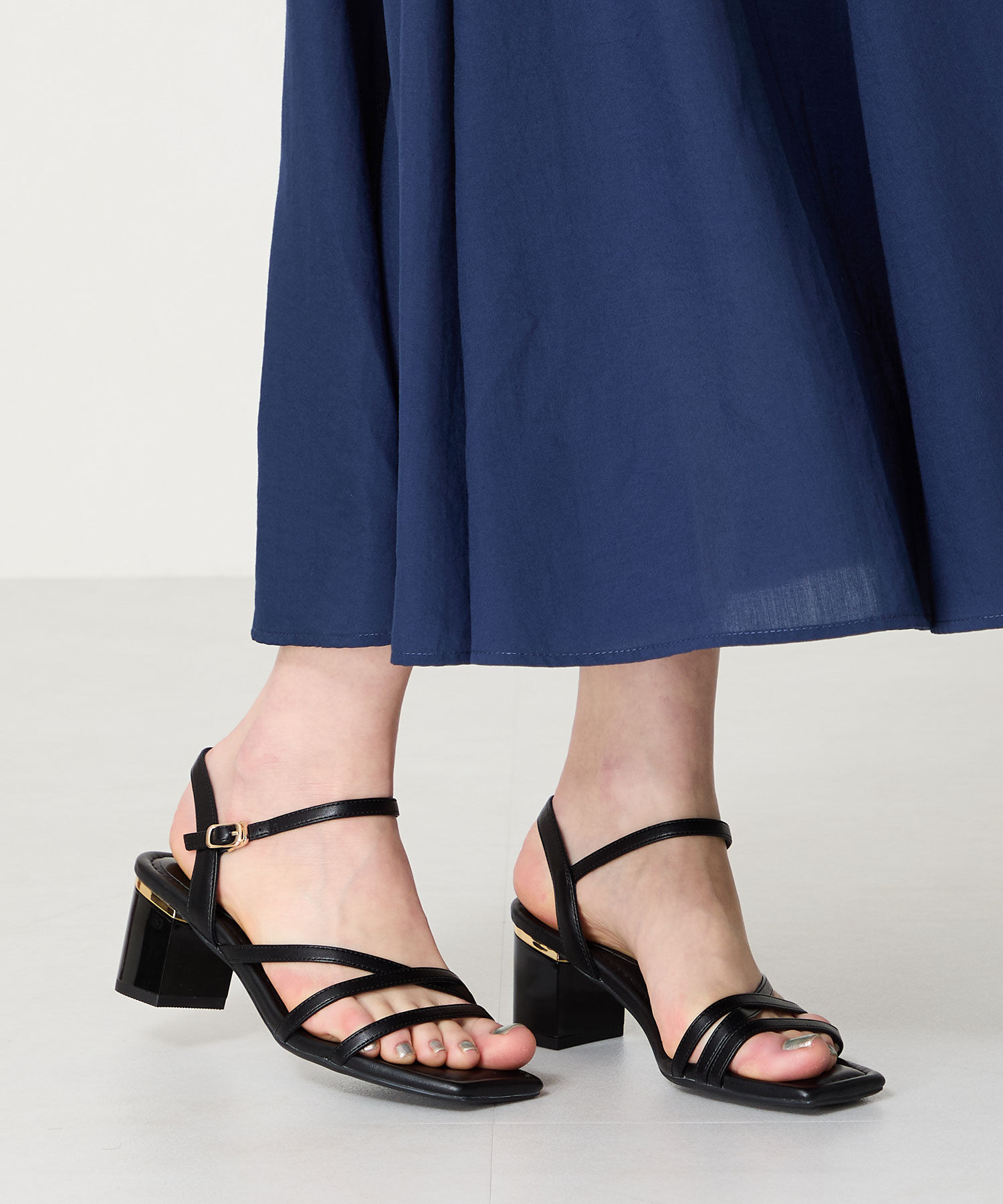 ORiental TRaffic「アシンメトリーストラップヒールサンダル/51230 サンダル 人気 トレンド ヒール6.7cm」|サンダル|