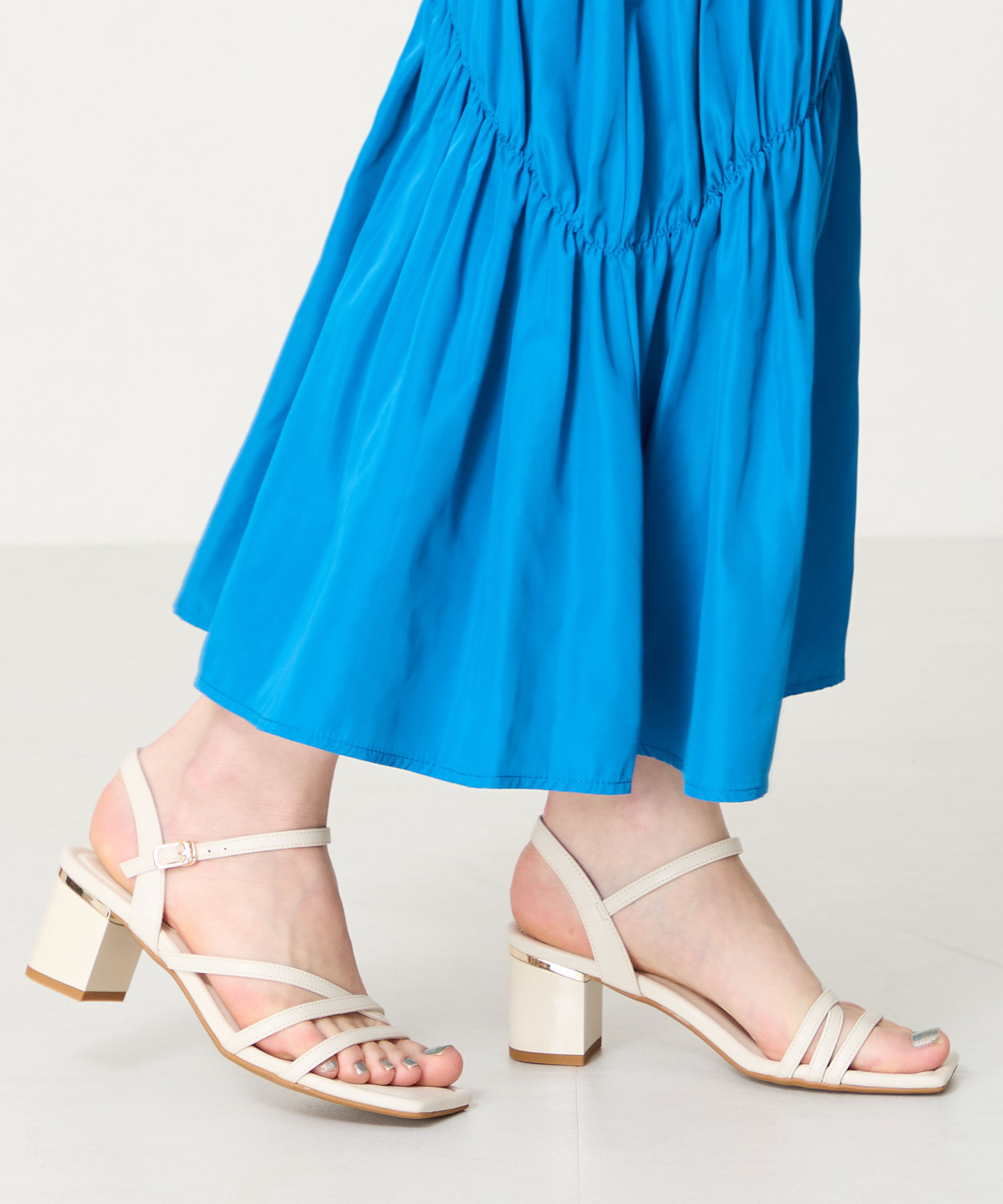 ORiental TRaffic「アシンメトリーストラップヒールサンダル/51230 サンダル 人気 トレンド ヒール6.7cm」|サンダル|