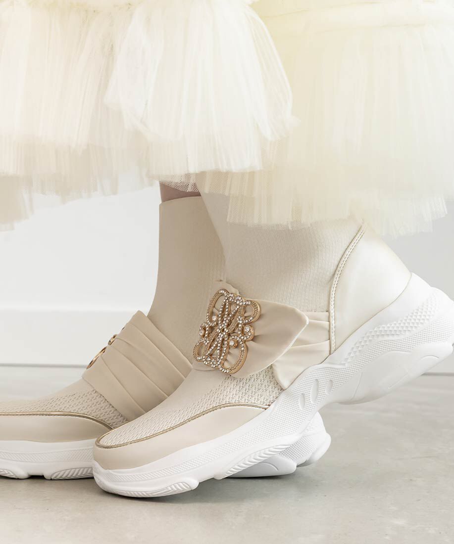  「【SUSTAINABLE】ビジューモノグラムパーツソックススニーカー」|スニーカー|