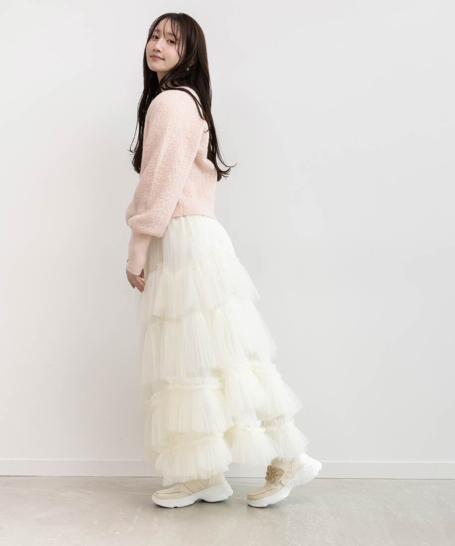  「【SUSTAINABLE】ビジューモノグラムパーツソックススニーカー」|スニーカー|