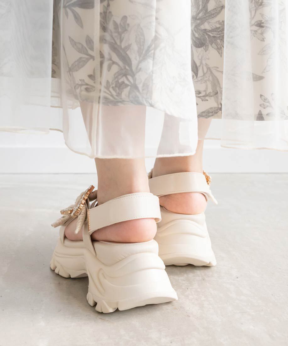  「ビジュー&times;ギャザーベルトスポーツサンダル」|サンダル|