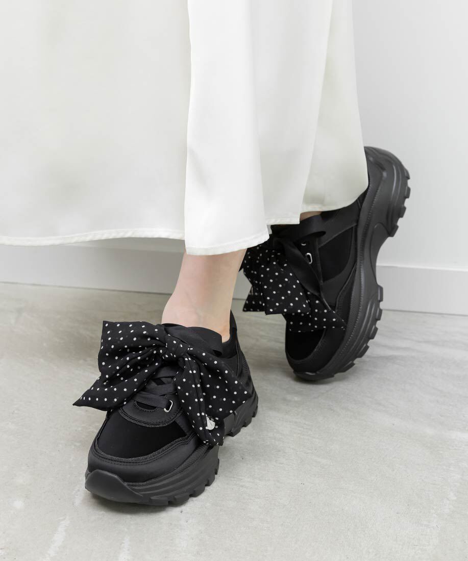  「2WAY スカーフリボンボリュームスニーカー」|スニーカー|ブラック