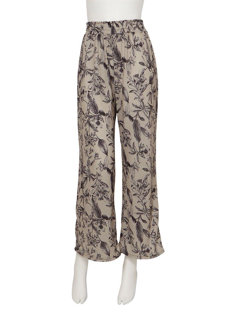 PEAK&PINE「【新作リゾートウェア】ハーバルボタニカル柄ロングパンツ」|ビキニ|ベージュ