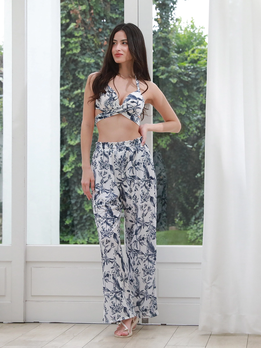 PEAK&PINE「【新作リゾートウェア】ハーバルボタニカル柄ロングパンツ」|ビキニ|