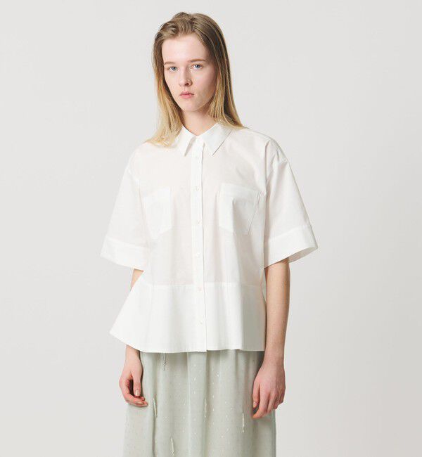 AEWEN MATOPH「＜AEWEN MATOPH＞ペプラムショートスリーブシャツ ウォッシャブル」|シャツ・ブラウス|WHITE