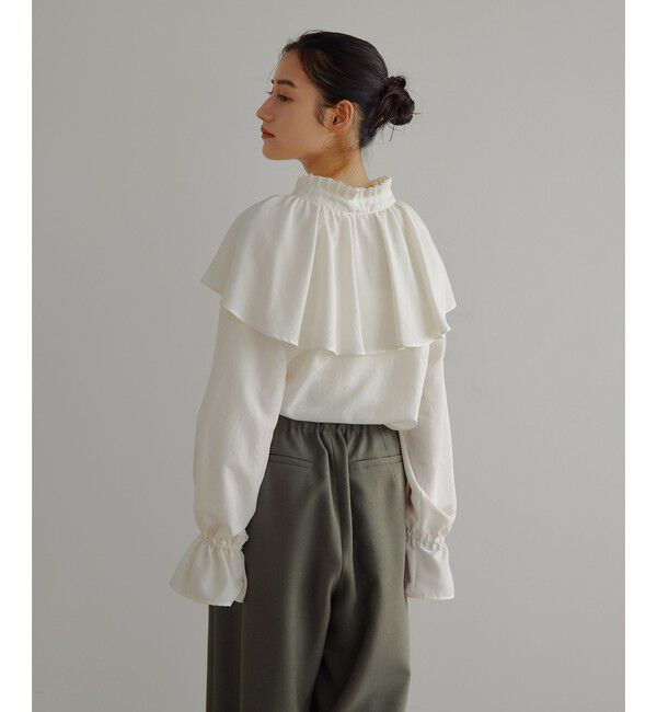 EMMEL REFINES「＜EMMEL REFINES＞EM フィブリルサテン ネックタック フリル ブラウス」|シャツ・ブラウス|