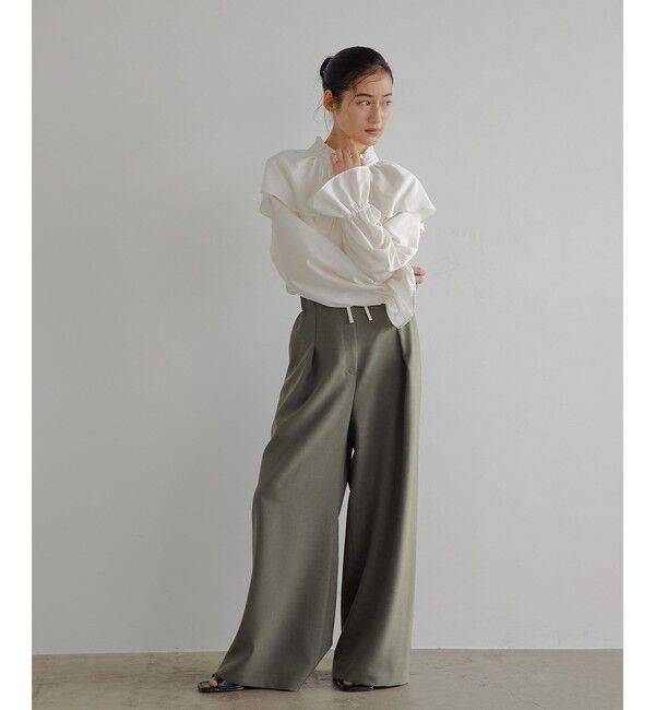 EMMEL REFINES「＜EMMEL REFINES＞EM フィブリルサテン ネックタック フリル ブラウス」|シャツ・ブラウス|