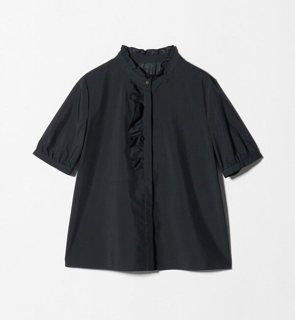 UNITED ARROWS green label relaxing「フリル ディテール ショートスリーブ ブラウス」|シャツ・ブラウス|NAVY