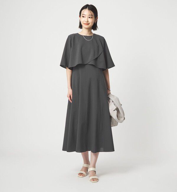 UNITED ARROWS green label relaxing「ケープ ナローフレア ワンピース」|ワンピース|DK.GRAY