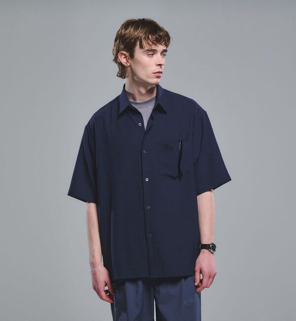 UNITED ARROWS green label relaxing「ワッシャー ポプリン ボックスシルエット 半袖 シャツ」|シャツ・ブラウス|NAVY