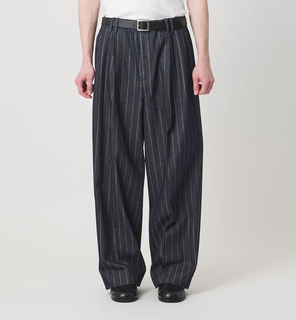 MONKEY TIME「ライトオンス ストライプ デニム 2P ワイド パンツ」|チノ|