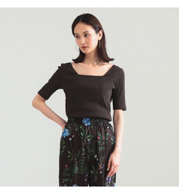 Demi-Luxe BEAMS 「【別注】スタイリスト佐藤佳菜子 &times; SLOANE / スクエアネック リブ Tシャツ」|Tシャツ・カットソー|