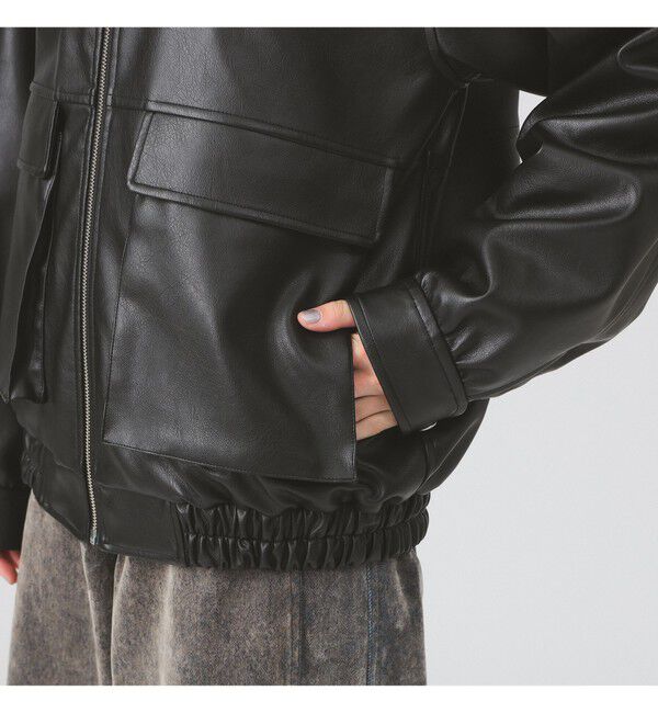 Ray BEAMS 「フェイクレザー フライト ジャケット」|ブルゾン・スタジャン|